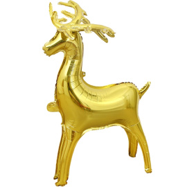 Фольгированный шар фигура 3D Олень золото 48"/122 см 