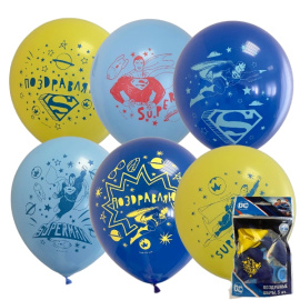 Воздушные шарики 12"/30см ассорти рис. Супермен