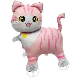 Фольгированный шар фигура Котик девочка каталка 23"/58 см