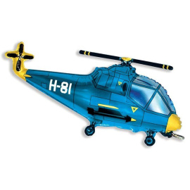 Фигурный шарик из фольги Вертолет голубой 57см х 96см