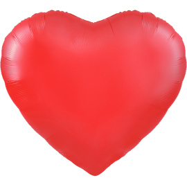 Фольгированный шар без рисунка Сердце Красный сатин 63"/160 см