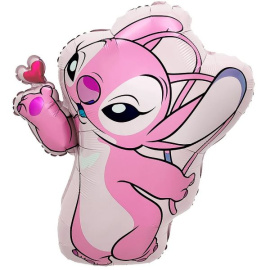 Фольгированный шар фигура Любимый монстрик с сердечком Розовый 26"/66 см 