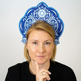 Кокошник Гжель на подложке 269мм