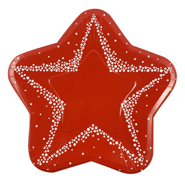 Тарелки бумажные ламинированные звезды Красные 25см 6шт