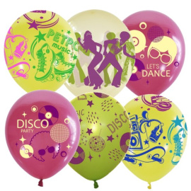 Воздушные шарики 12"/30см ассорти рис. Disco Party