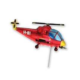 Воздушный шарик из фольги Мини фигура Вертолет красный 33см х 23см
