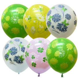 Воздушные шарики 12"/30см ассорти рис. Полевые цветы