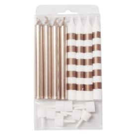 Свечи Ассорти Rose Gold & White в полоску 8см
