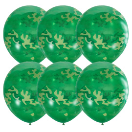 Воздушные шарики 12"/30см с 5ст. рис. (шелк) Декоратор EMERALD GREEN Милитари