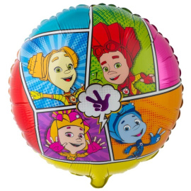 Воздушный шарик из фольги Круг Фиксики и Комиксы 18"/45см