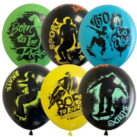 Воздушные шары 12"/30 см ассорти рис. Extreme Birthday