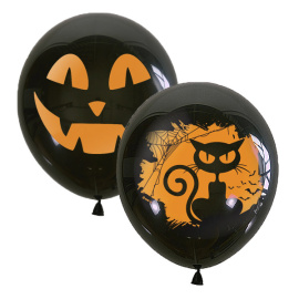Воздушные шарики 12"/30см с 2 ст. рис (шелк.) Хэллоуин