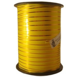 Лента для воздушных шариков желтая с золотой полосой 5мм x 250у