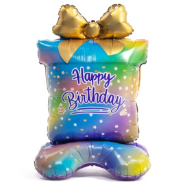 Фольгированный шар фигура ПОДАРОК на подставке 46"/117 см